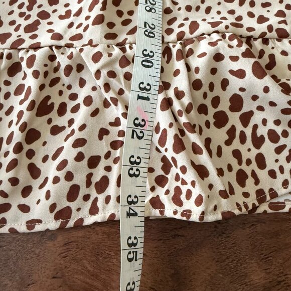 Leopard Print Long Sleeve Tiered Mini Dress By Temofon Size M Lightweight & Flow - Picture 9 of 11